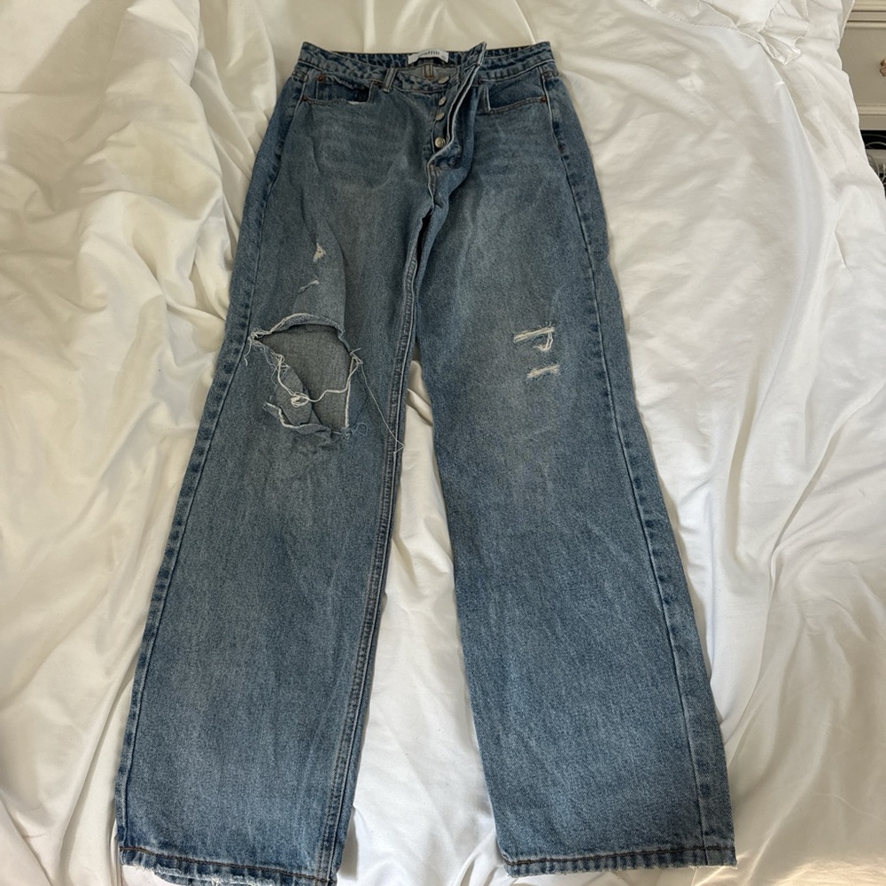 High rise wide leg jeans